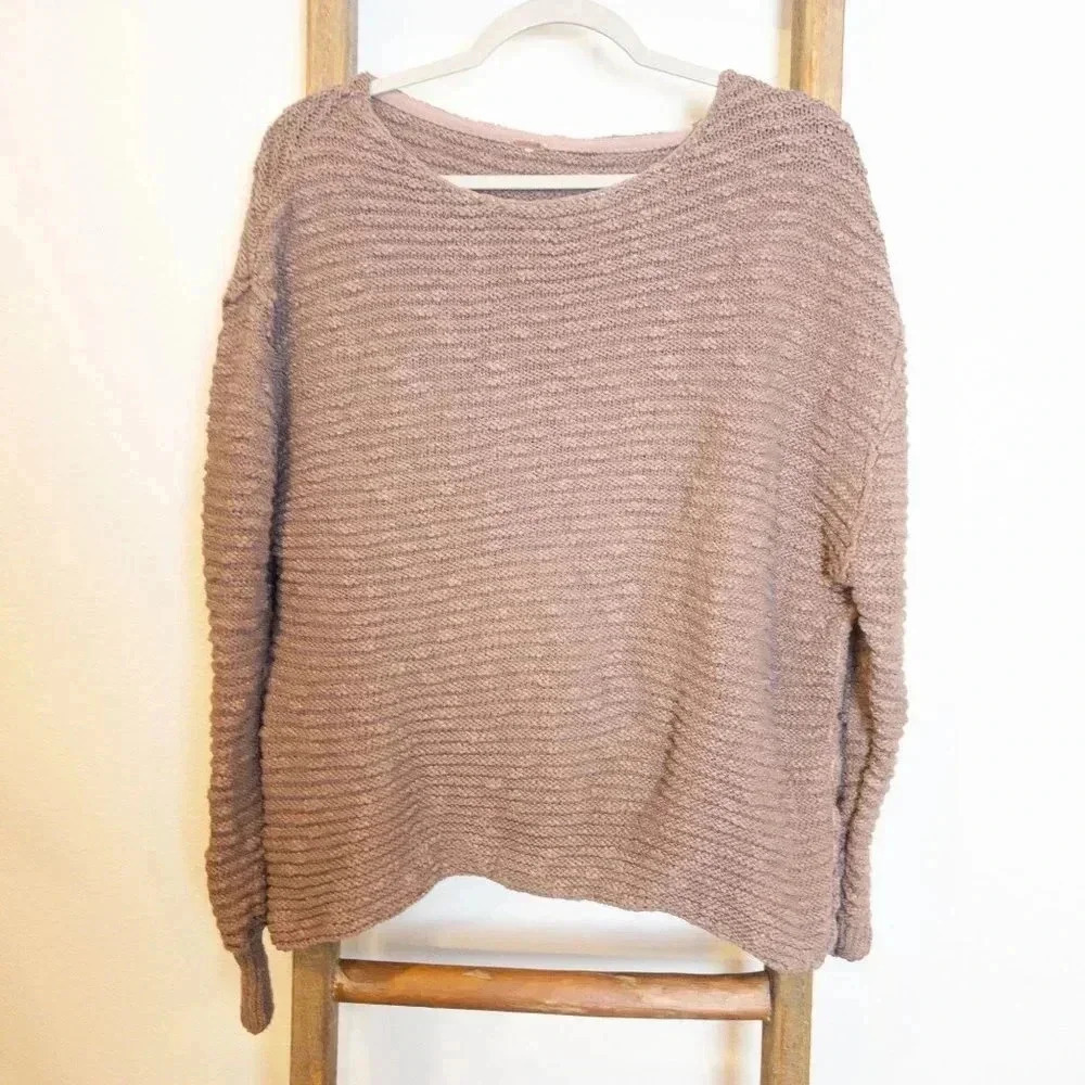 Free People Womens Menace Tunic Oversized Slouchy Knit Sweater Sz XS S Mauve